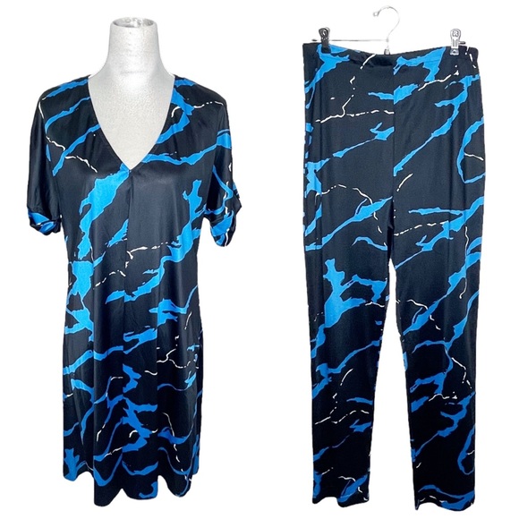 Vintage Christian Dior Beachwear 70s 80s Swim Cover Up Tunic Pant Set Large